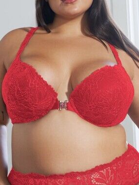 Savage X Fenty Romantic Corded Lace Front-Closure Push Up Bra 42DD